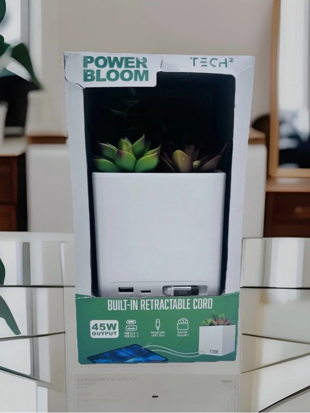 Tech² Power Bloom 45W Succulent Plant Fast Charging POWER BLOOM Station USB C&A